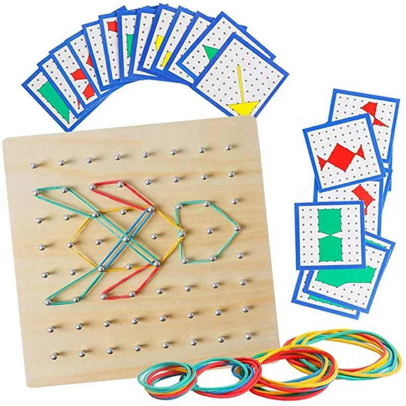 Hot Selling Montessori Wooden Geoboard – Customizable Logo, Intelligent Educational Toys for 5-7 Years