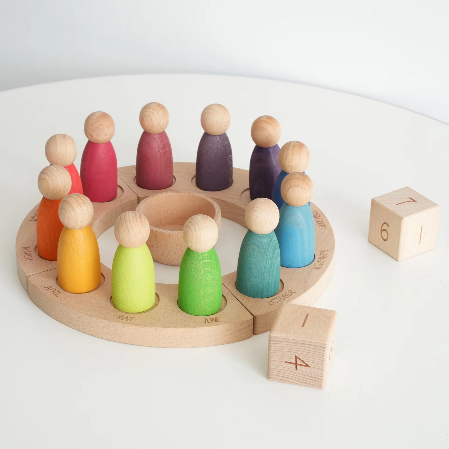Dip-Dyed Beech Wood Calendar – Villain Play House Ornaments, Kindergarten Educational Building Blocks