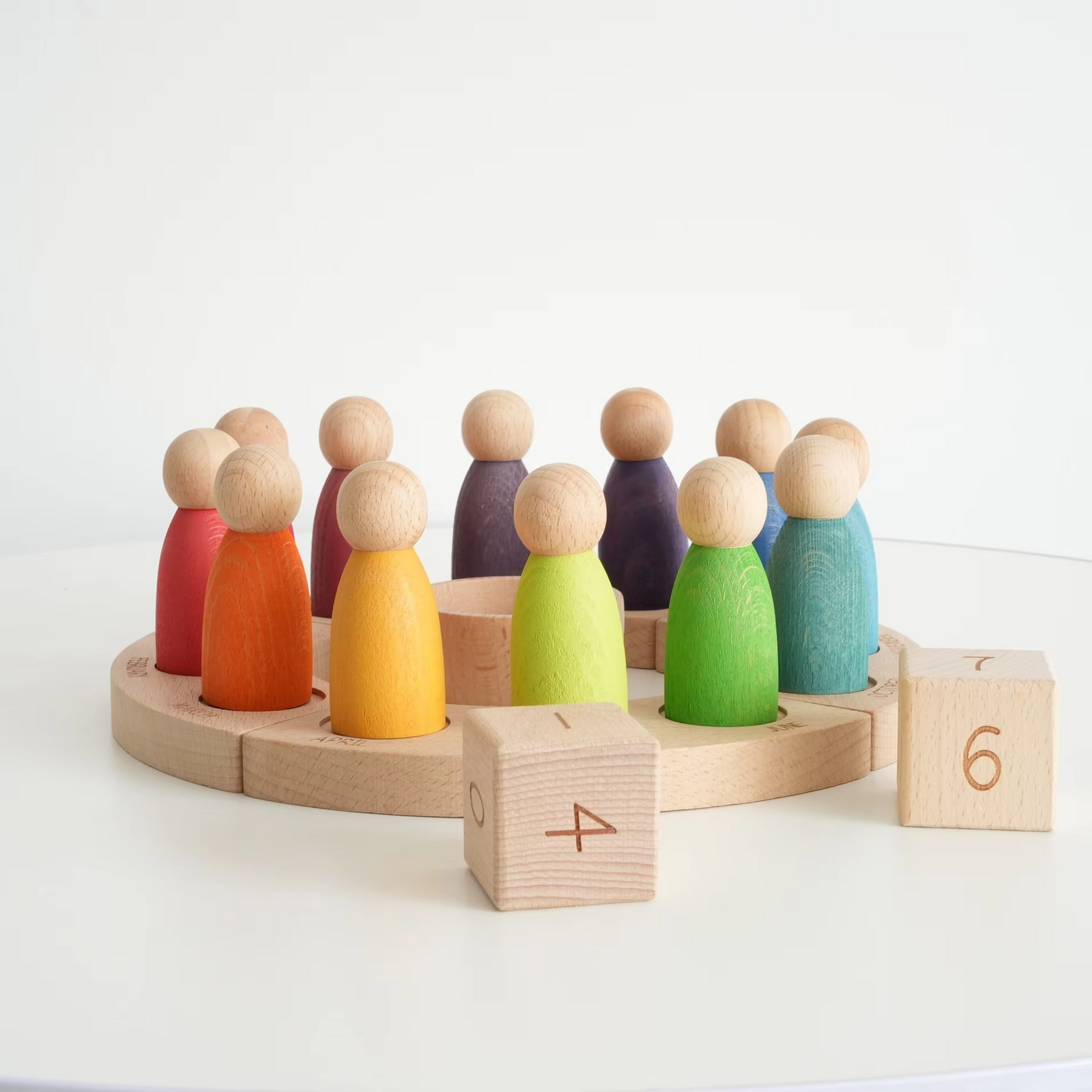 Dip-Dyed Beech Wood Calendar – Villain Play House Ornaments, Kindergarten Educational Building Blocks