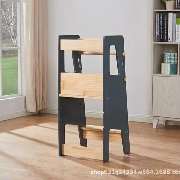 Customizable Wooden Adjustable Folding Learning Tower – Montessori Kids' Tower for Babies & Toddlers
