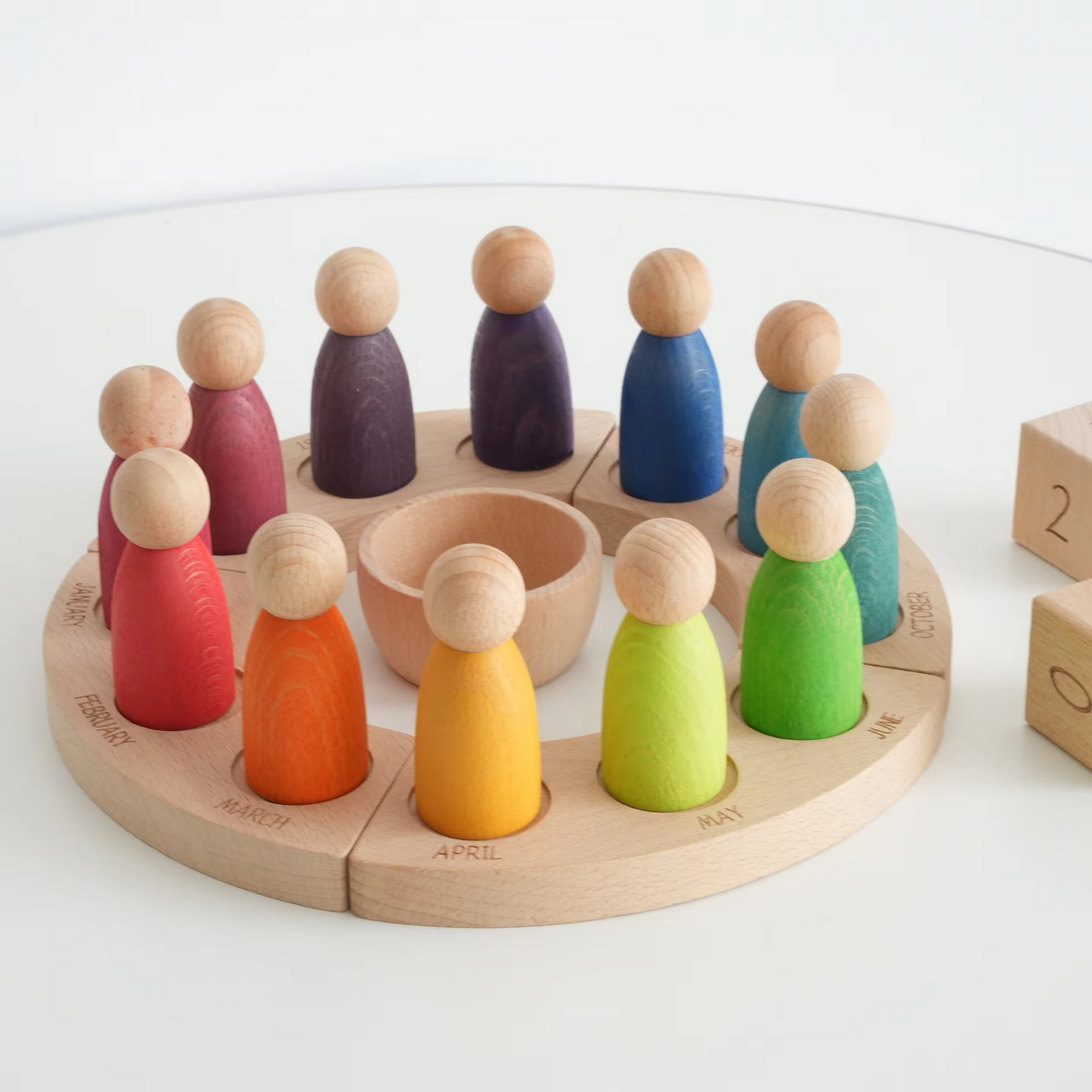 Dip-Dyed Beech Wood Calendar – Villain Play House Ornaments, Kindergarten Educational Building Blocks