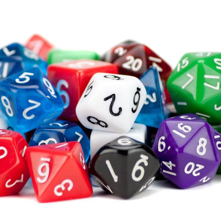 Colorful Polyhedral Wooden Metal Dice Set – Tabletop Game, Craft Decor & Entertainment
