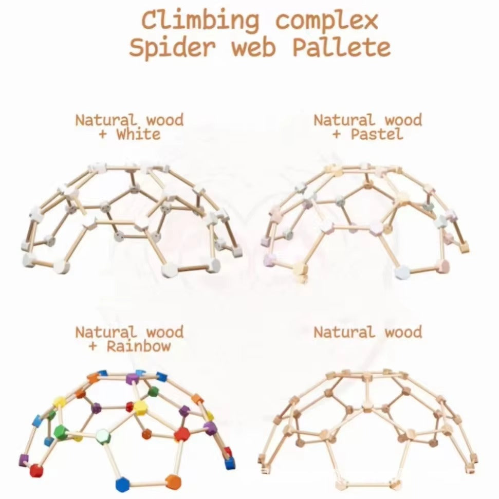 Handmade Wooden Spider Web Montessori Gym Rack – For Outdoor & Living Room, Includes Pikler Triangle