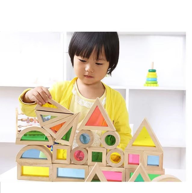Factory Sale Creative Acrylic Rainbow Tower – Heap Blocks, Preschool Wooden Rainbow Set, Montessori Toy