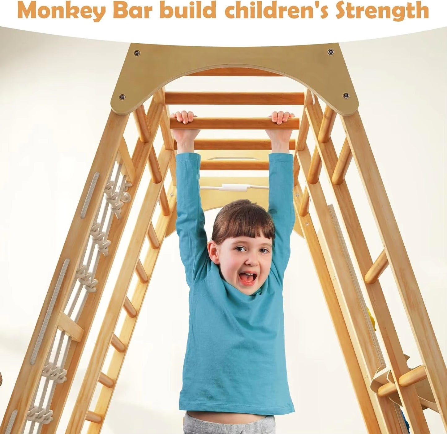 8-in-1 Wood Gym – Montessori Climbing Frame, Indoor Educational Play Set for Kids, Kindergarten