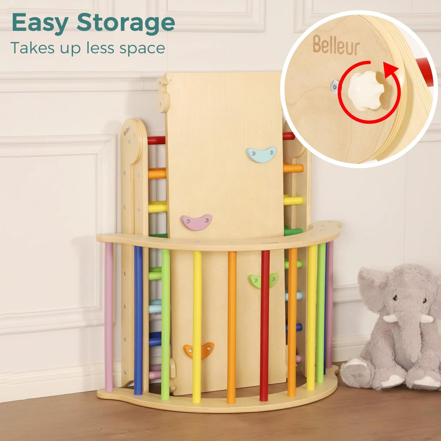 Children's Wooden Climbing Frame & Ramp – Pikler Triangle Gym, Indoor/Outdoor Play for Preschool Kids