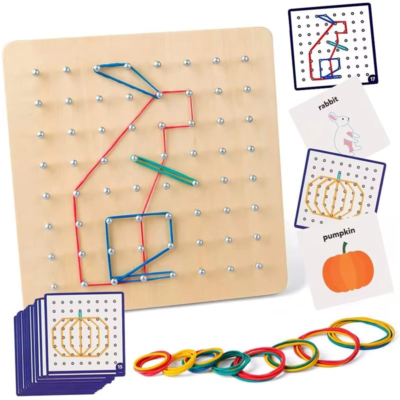 Hot Selling Montessori Wooden Geoboard – Customizable Logo, Intelligent Educational Toys for 5-7 Years