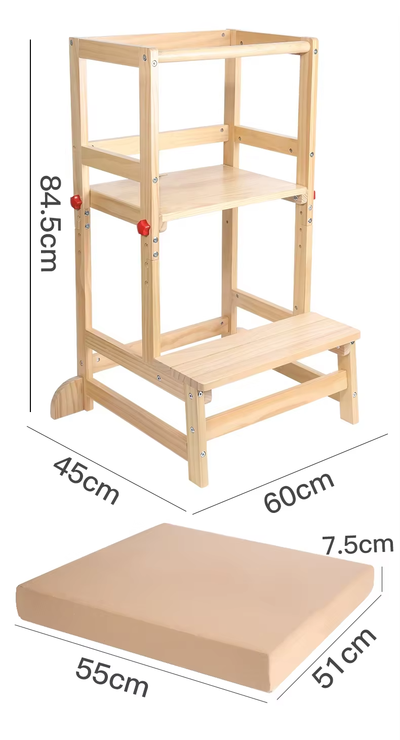 2025 High-Quality Safety Adjustable Kitchen Step Stool – Montessori Helper Toddler Tower