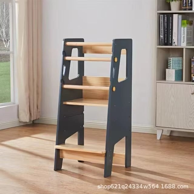 Customizable Wooden Adjustable Folding Learning Tower – Montessori Kids' Tower for Babies & Toddlers
