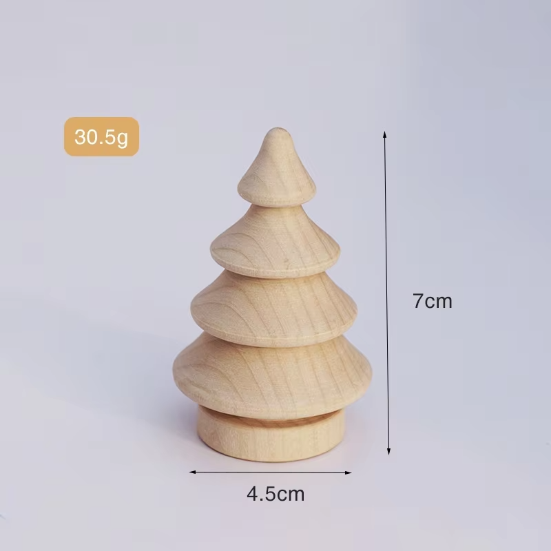 Eco-friendly DIY Christmas Tree Painted Toys – 7cm Lotus Wood, Graffiti Decor, Wooden Pieces