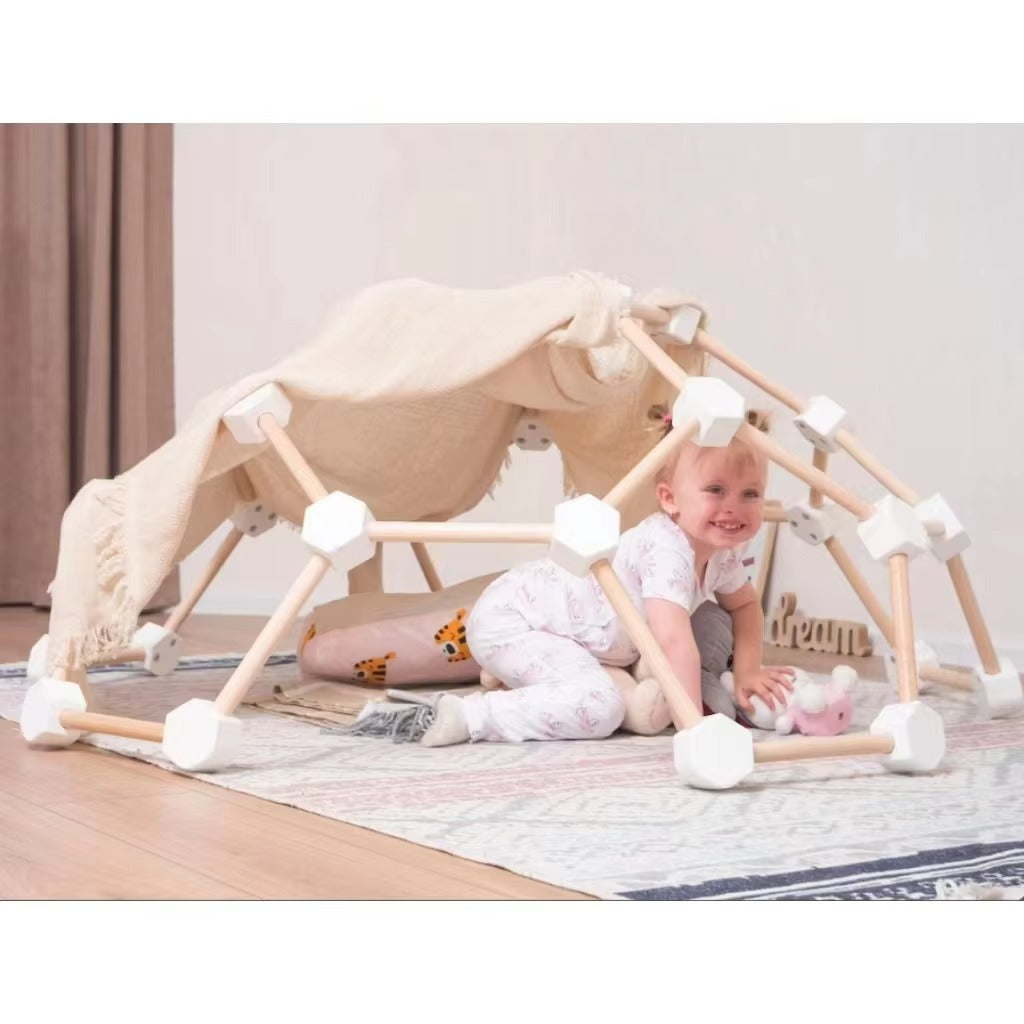 Handmade Wooden Spider Web Montessori Gym Rack – For Outdoor & Living Room, Includes Pikler Triangle