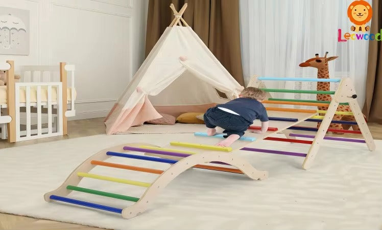 8-in-1 Wood Gym – Montessori Climbing Frame, Indoor Educational Play Set for Kids, Kindergarten