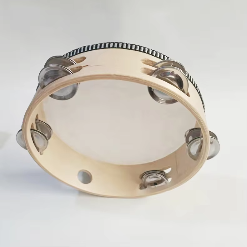 Custom Double Row Tambourine – 6/8/10 Inch Wooden Wedding Percussion with Metal Jingles, Wedding Drum