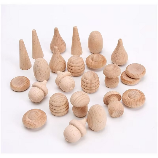 Ins Kindergarten Open Teaching Aids – Beech Log Blocks, DIY Graffiti Set, Small Open Toys