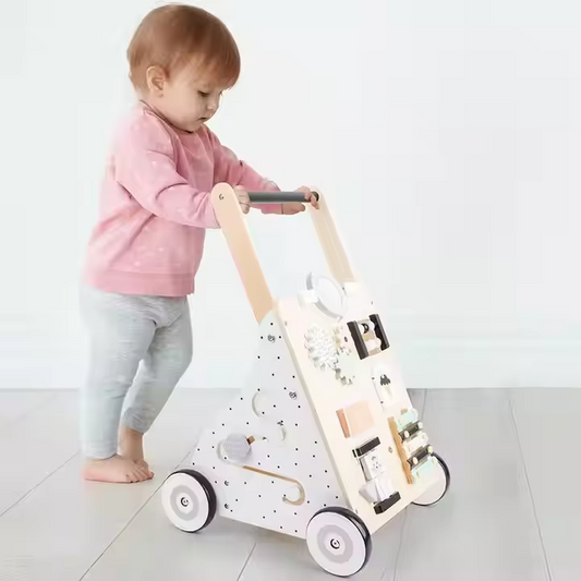 Montessori Wooden Learning Roll Cart Walker – Educational Activity Toy for Toddlers