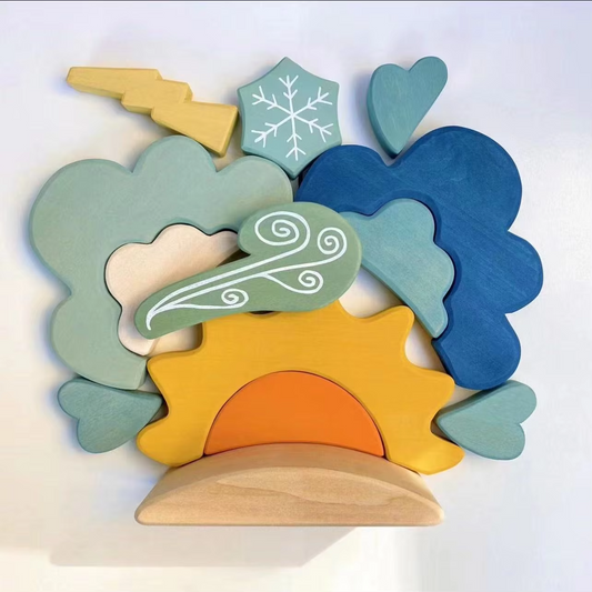 Dip-Dyed Basswood Weather Blocks – Scandinavian Style, Kids' Educational, Wholesale Set