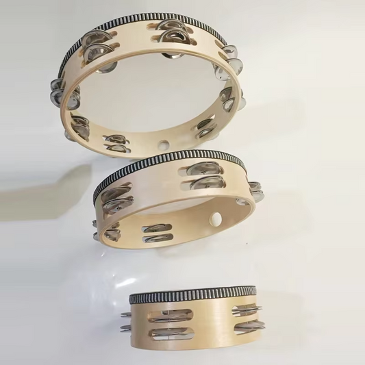 Custom Double Row Tambourine – 6/8/10 Inch Wooden Wedding Percussion with Metal Jingles, Wedding Drum