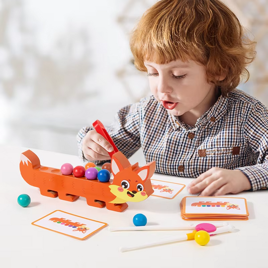 Fine Motor Bead Toy – Montessori Matching Aids, Wood, EN71/CPC Certified