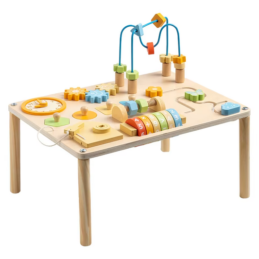 8-in-1 Montessori Baby Sensory Play Table – Wooden Activity Toys, Preschool Learning Materials for Toddlers