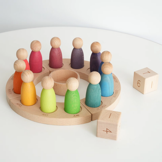 Dip-Dyed Beech Wood Calendar – Villain Play House Ornaments, Kindergarten Educational Building Blocks