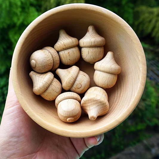 Solid Wood Acorns Beech Logs – DIY Painted Blocks, Eco Engraving, Christmas Decor