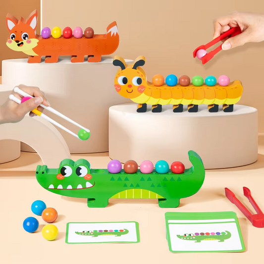 Fine Motor Bead Toy – Montessori Matching Aids, Wood, EN71/CPC Certified