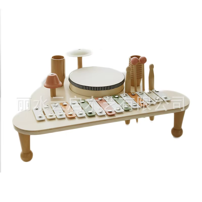 Wooden Multifunctional Drum Set – Spaceship Music Station, Educational Musical Toy
