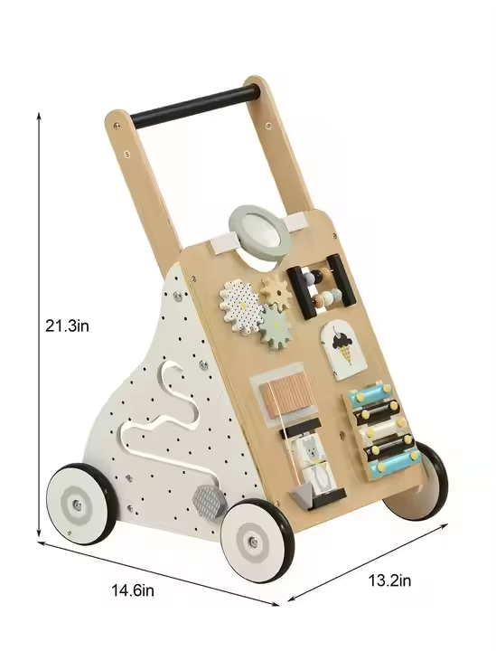 Montessori Wooden Learning Roll Cart Walker – Educational Activity Toy for Toddlers