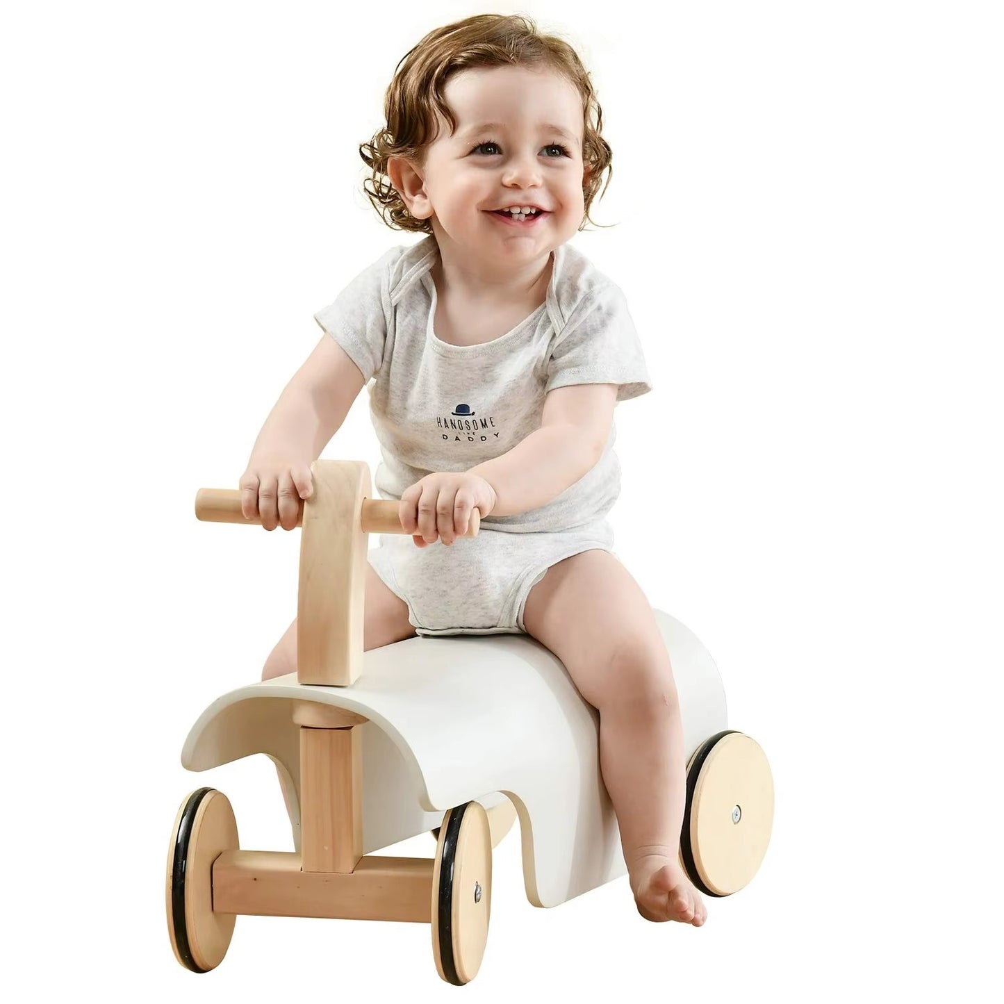 Baby Wooden 2-in-1 Saddle Balance Push Walker – Kids' Balance Bike & Ride-On Toy with Wheels