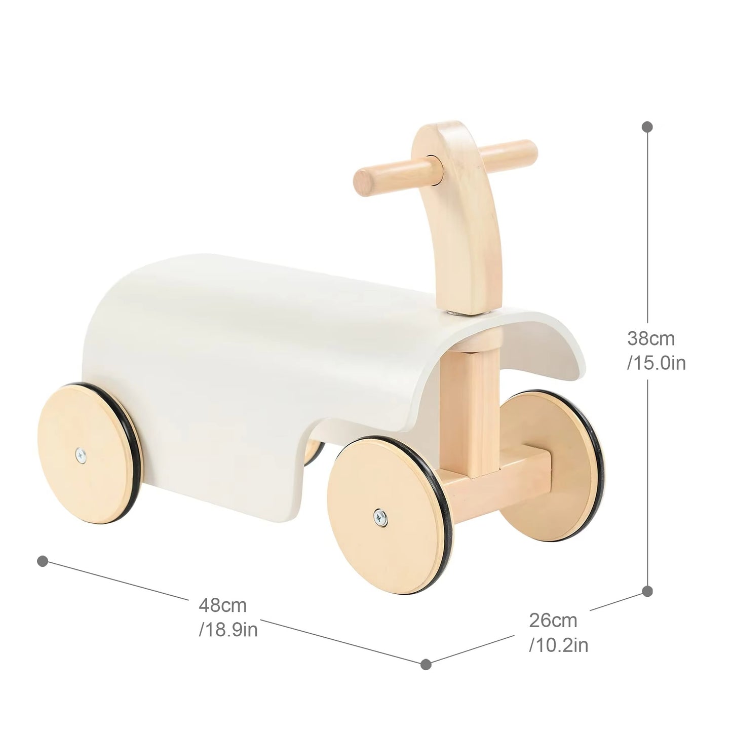Baby Wooden 2-in-1 Saddle Balance Push Walker – Kids' Balance Bike & Ride-On Toy with Wheels