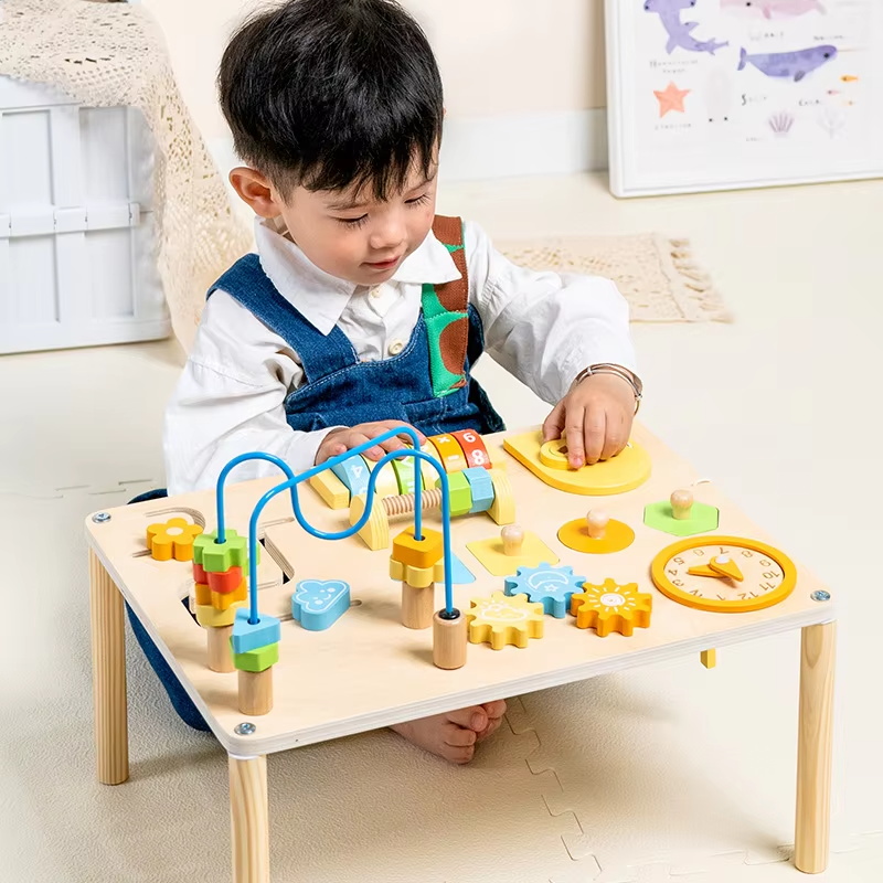 8-in-1 Montessori Baby Sensory Play Table – Wooden Activity Toys, Preschool Learning Materials for Toddlers