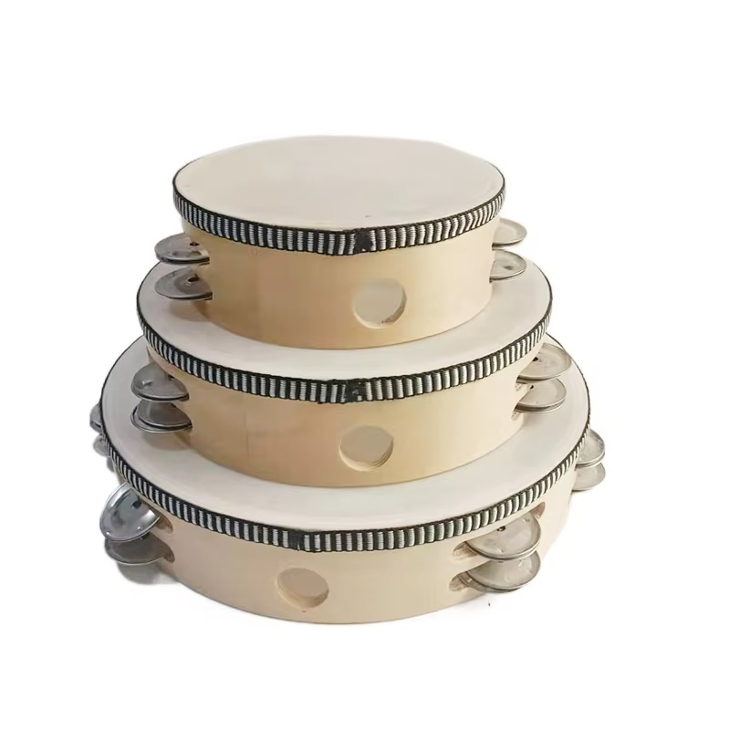 Custom Double Row Tambourine – 6/8/10 Inch Wooden Wedding Percussion with Metal Jingles, Wedding Drum