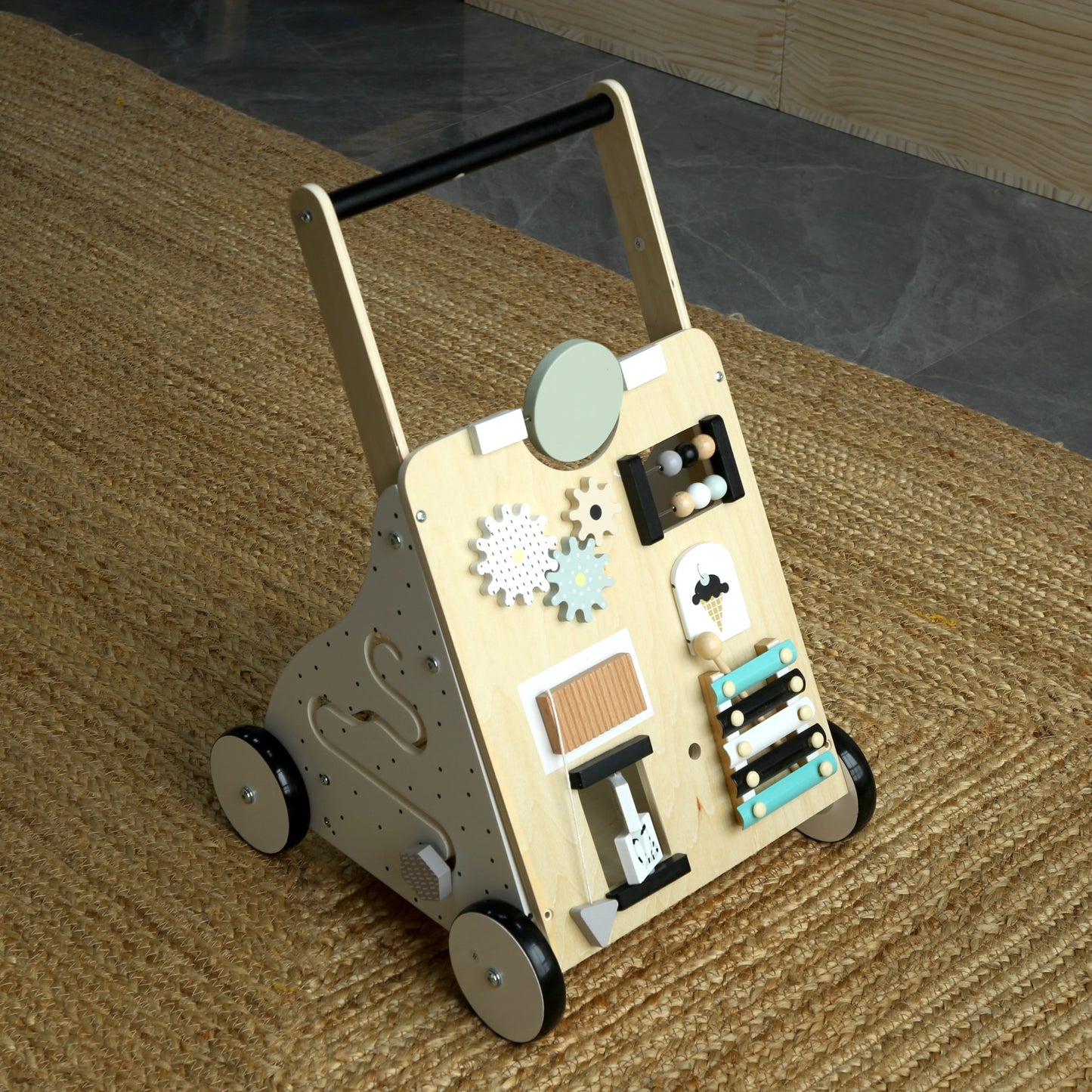 Montessori Wooden Learning Roll Cart Walker – Educational Activity Toy for Toddlers