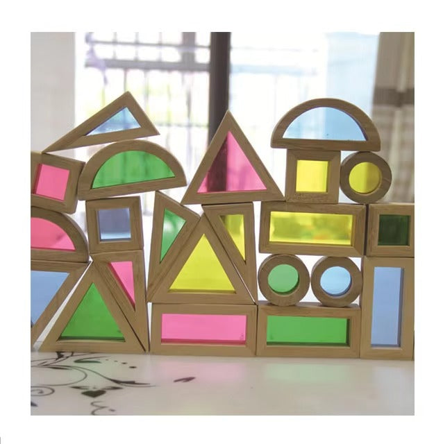 Factory Sale Creative Acrylic Rainbow Tower – Heap Blocks, Preschool Wooden Rainbow Set, Montessori Toy