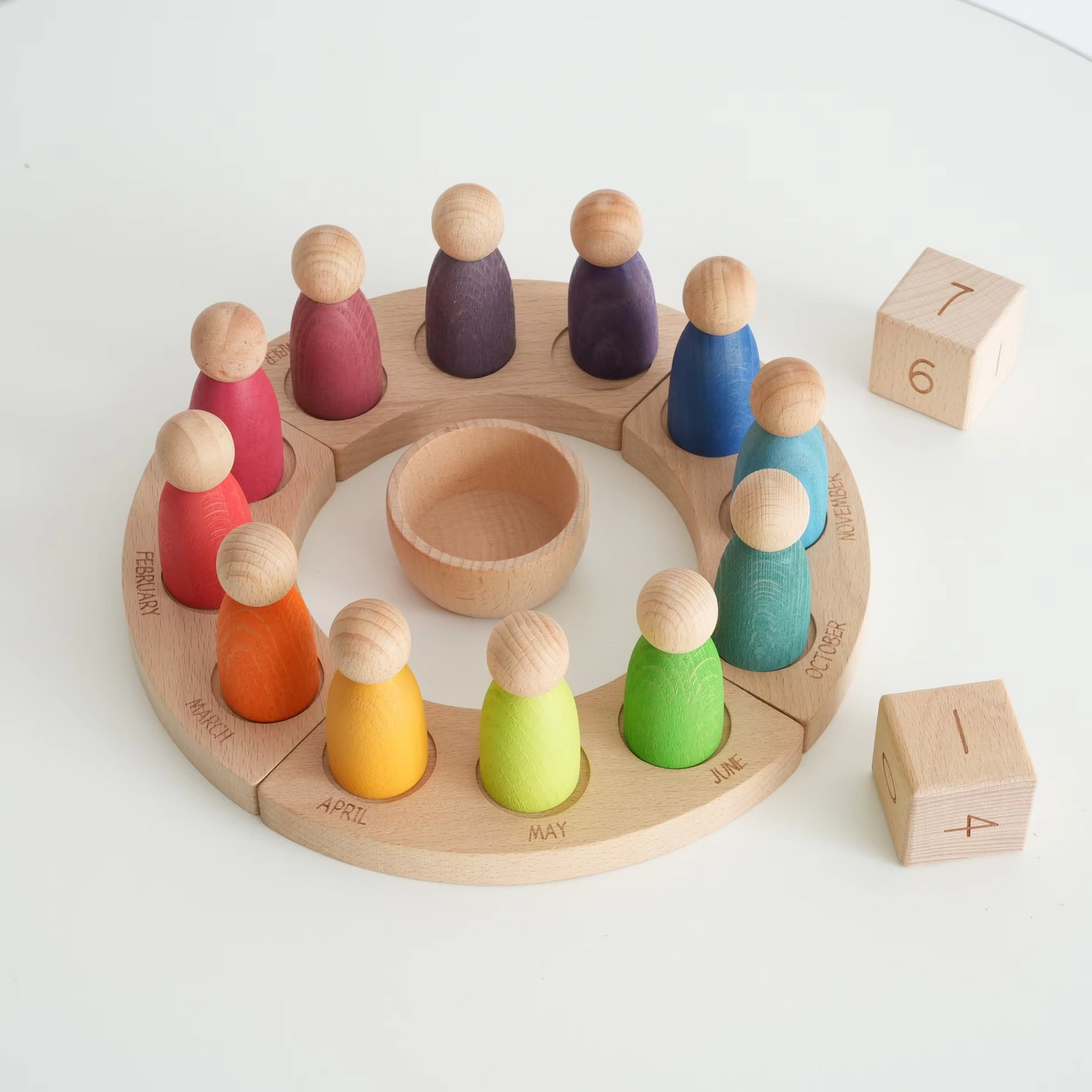 Dip-Dyed Beech Wood Calendar – Villain Play House Ornaments, Kindergarten Educational Building Blocks