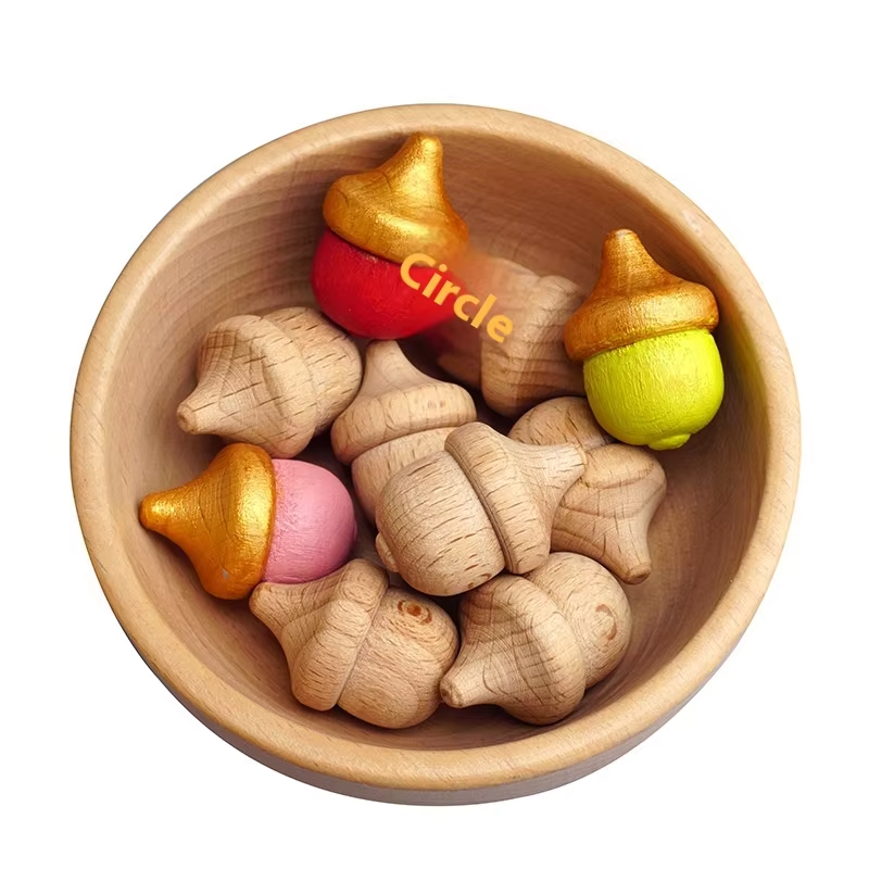 Solid Wood Acorns Beech Logs – DIY Painted Blocks, Eco Engraving, Christmas Decor
