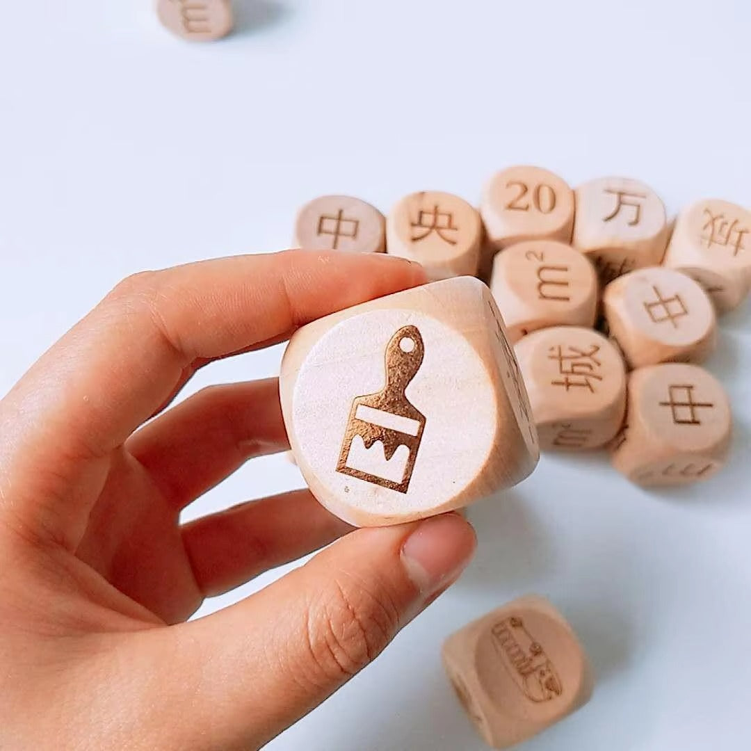 Wood Dice – Blank/Printed/Engraved, 6-Sided, Kid Entertainment Game