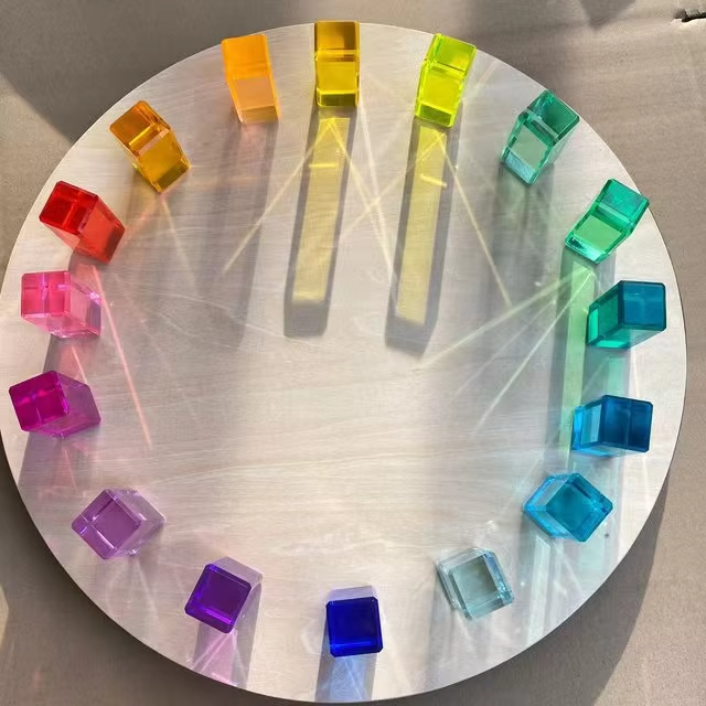 High-Transparent Acrylic Cube Blocks – DIY Wooden Toys, Kids' Early Educational Sensory Rainbow Sets